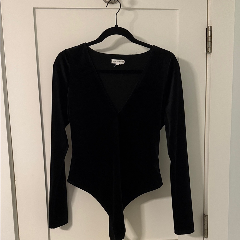 Good American Black Velvet Bodysuit